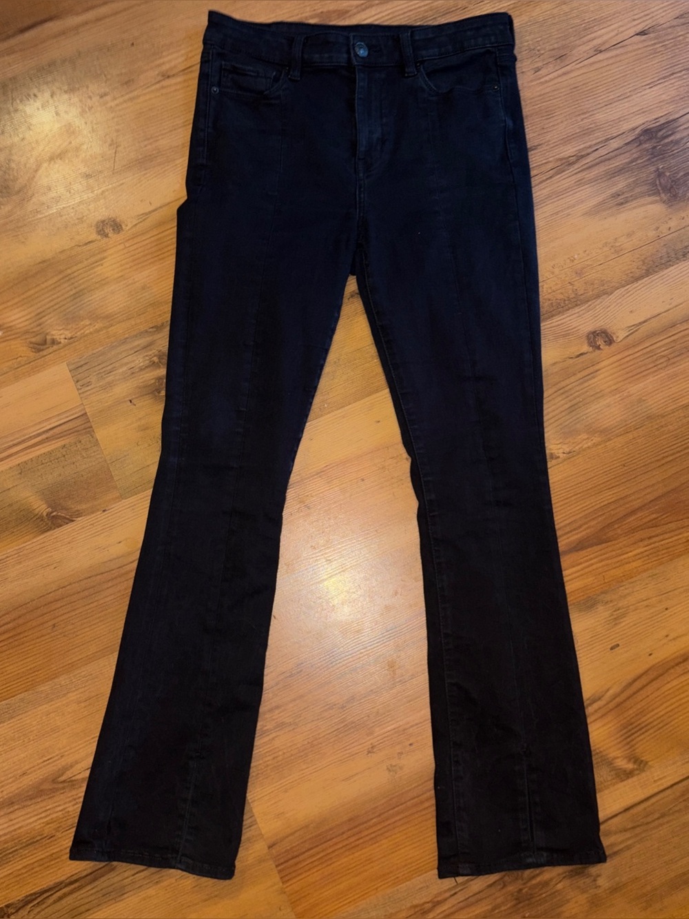 American Eagle Black High Rise Skinny Kick Split Front Hem next level stretch 10